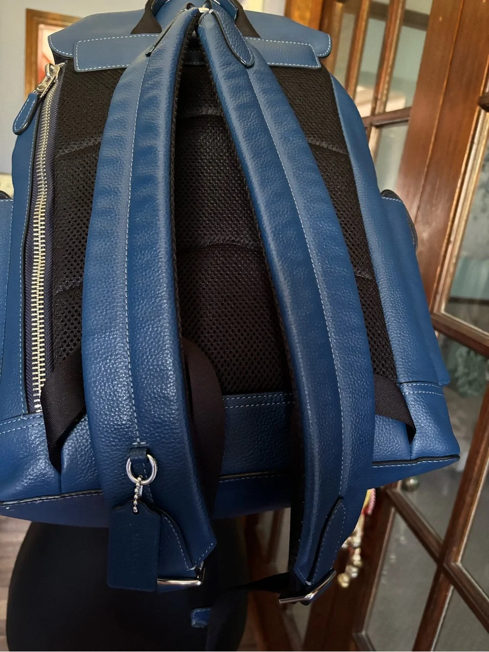 Coach Blue Pebbled Leather Men's Backpack